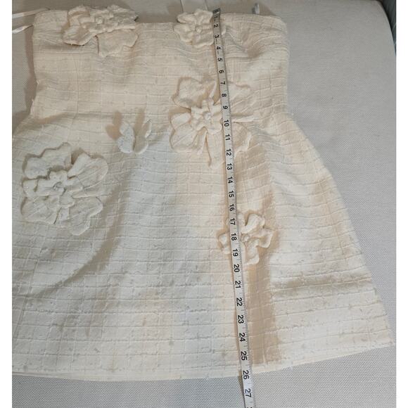 LEO LIN Snow Rosario Strapless Floral Appliqué Tweed Mini Dress Sz 12 NWT - Picture 10 of 12
